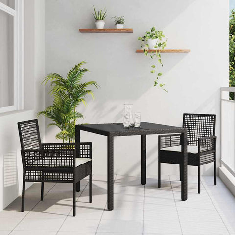 Garden Dining Set 3 pcs Black Poly rattan 3334855