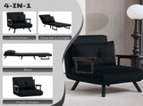 4-in-1 Velvet-Feel Single Chair Bed, with Pillow - Black T3398P328266