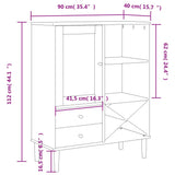 Highboard SENJA Rattan Look Black 90x40x112cm Solid Wood Pine 358054