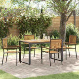 Garden Dining Set 5 pcs Black and Wood Poly Rattan 3365472