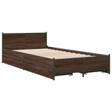 Bed Frame with Drawers without Mattress Brown Oak 75x190 cm Small Single 3279976