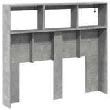 Headboard Cabinet with LED Concrete Grey 120x17x102 cm 839192