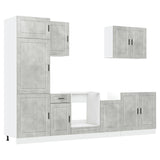 ZNTS 7 Piece Kitchen Cabinet Set Kalmar Concrete Grey Engineered Wood 3314785