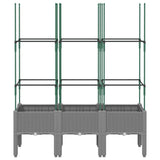 Garden Planter with Trellis Light Grey 120x40x142.5 cm PP 367957
