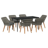 Garden Dining Set with Cushion 7 pcs Grey Poly Rattan 3261681