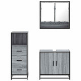 ZNTS 3 Piece Bathroom Furniture Set Grey Sonoma Engineered Wood 3301038