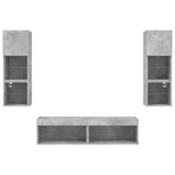 6 Piece TV Wall Units with LED Concrete Grey Engineered Wood 3216618