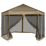 Hexagonal Pop-Up Marquee with Sidewalls 3.6x3.1 m Taupe 220g/m 362013