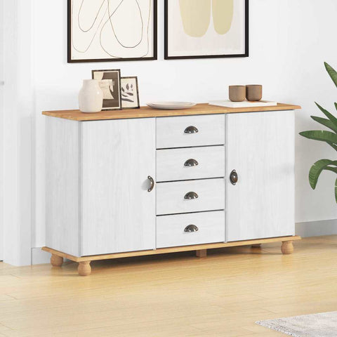 Sideboard ASKIM White 133.5 x 40 x 79 cm Solid pine wood 4105432