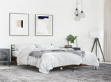 Bed Frame Smoked Oak Engineered wood, Metal, Plywood Double 3280039