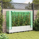 ZNTS Raised Bed with Greenhouse Cover Rattan Look 160x40x138 cm 4015844