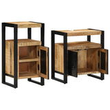 Bathroom Furniture Set 2 pcs Brown Soild Rough Mango Wood 3305602