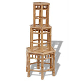 Garden Stool Set of 3 Natural Bamboo Small to Large Stackable 41495