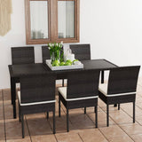 Outdoor Dining Set Black and Cream 3100399