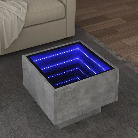 ZNTS Side Table with LED Concrete Grey 40x40x30 cm Engineered Wood 847500