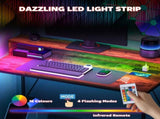 120cm Computer Desk with LED Lights and Power Outlets, Gaming Desk with Monitor Stand, Computer T3398P341428