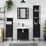 4 Piece Bathroom Cabinet Set Black Engineered Wood 3214765