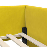 Corner Bed Frame with Headboard Yellow 90 cm x 200 cm Velvet 42016087