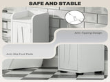 Tall Bathroom Cabinet, Farmhouse Slim Bathroom Storage Cabinet with Barn Doors, Toilet Paper Roll T3398P423554
