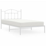 Metal Bed Frame without Mattress with Headboard White 107x203cm 353484