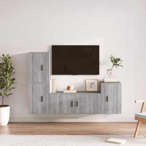 4 Piece TV Cabinet Set Grey Sonoma Engineered Wood 3188604