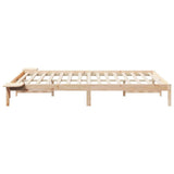 Bed Frame with Side Tables Natural 140 x 210 cm Solid Pine Wood 873226