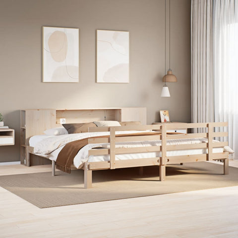 Bookcase Bed without Mattress 200x200cm Solid Wood Pine 3322718