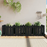 Garden Raised Bed with Fence Design Black 200x50x50 cm Solid Wood Pine 832509