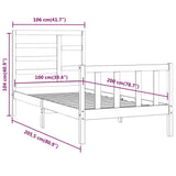 Bed Frame without Mattress Black 100x200 cm Solid Wood Pine 3107607