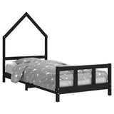 Kids Bed Frame Black 90x200 cm Solid Wood Pine 834569