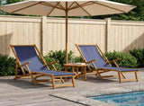 Folding Sun Lounger 2 pcs 3 Position Solid Eucalyptus Wood Blue 3407819