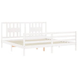 Bed Frame without Mattress White 200x200 cm Solid Wood 3194592