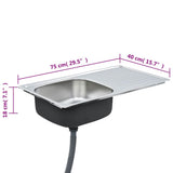 Kitchen Sink with Strainer and Trap Stainless Steel 145073