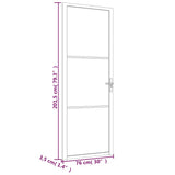 Interior Door 76x201.5 cm Black Matt Glass and Aluminium 350552
