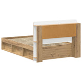 Bed Frame with Storage Artisan Oak 120 x 190 cm Engineered Wood 3433462