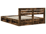 Bed Frame Smoked Oak 160 x 200 cm Solid Pine Wood 3411395