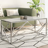 Coffee Table Silver Stainless Steel and Tempered Glass 349939