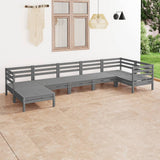 ZNTS 7 Piece Garden Lounge Set Solid Wood Pine Grey 3082966