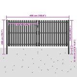 Garden Fence Gate Steel 400x150 cm Anthracite 146336