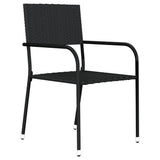 Garden Dining Set Black PE Rattan, Steel, Glass Standard 3099589