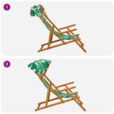 Deck Chair 4 pcs 3 Position Solid Eucalyptus Wood Leaf Pattern 3407805