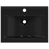 Rectangular Ceramic Basin Black with Faucet Hole 60x46 cm 140687