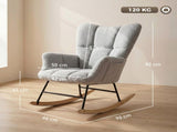 Rocking Chair, Teddy Fleece Rocker Chair with Tufted Wingback, Side Pockets, Rubber Wood Legs, Light T3398P548057