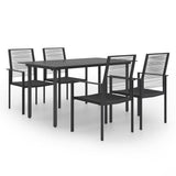 Dining Set Black Glass Standard Durable Dining Set 3060263