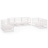 7 Piece Garden Lounge Set White Solid Pinewood 3075450