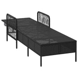 Sun Lounger Black and Cream White 55 x 200 x 92 cm Poly Rattan 365425