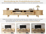 TV Stand with 2 Rattan Drawer and 2 Sliding Doors,Oval TV Cabinet Storage Sideboard with Rounded N605P415641E