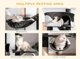 Floor-to-Ceiling Cat Tree for Indoor Cats, 240-260cm Adjustable Cat Tree - White T3398P347599
