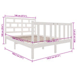 3101329 Bed Frame without Mattress White Solid Wood 140x190 cm
