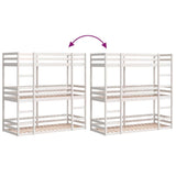 Triple Bunk Bed without Mattress White 75x190 cm Small Single Solid Wood Pine 3284261